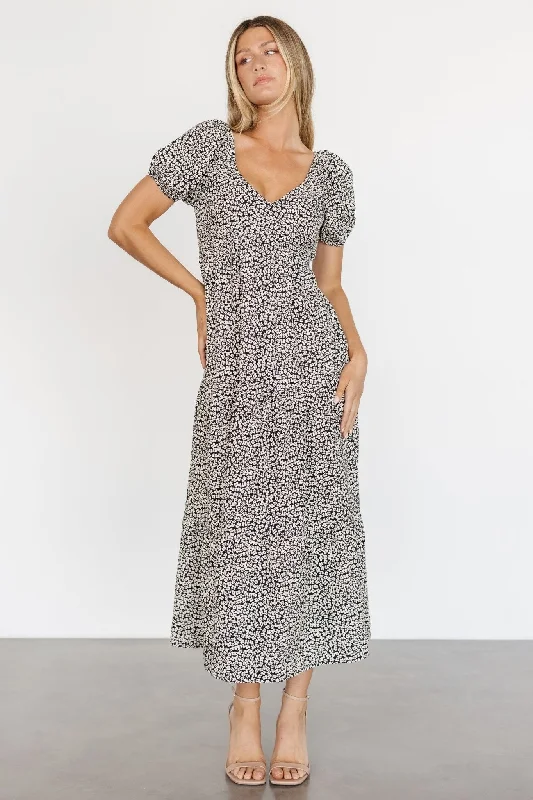 Gables Puff Sleeve Maxi Dress | Black Multi