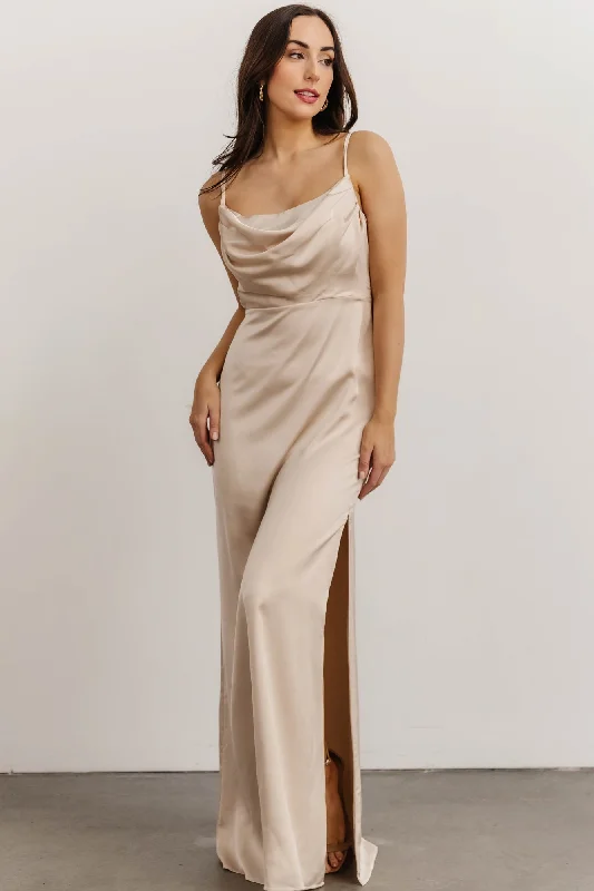 Sydney Satin Gown | Champagne