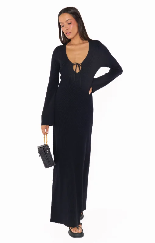 Vacay Maxi Dress ~ Black Rib Knit