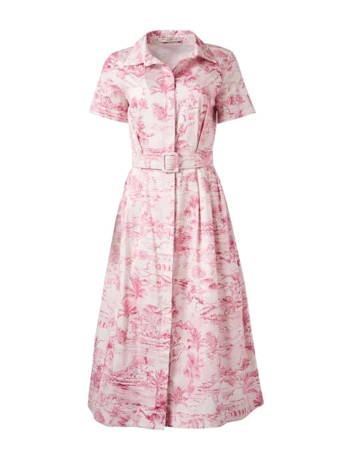 Cairo Pink Print Cotton Shirt Dress