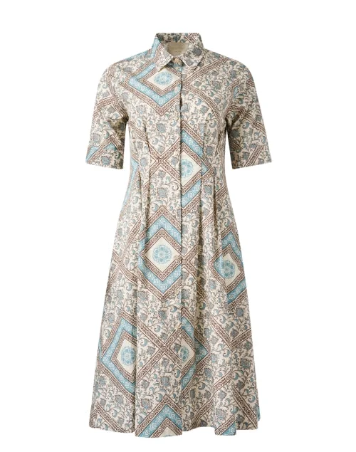 Ilaria Cream Print Cotton Shirt Dress