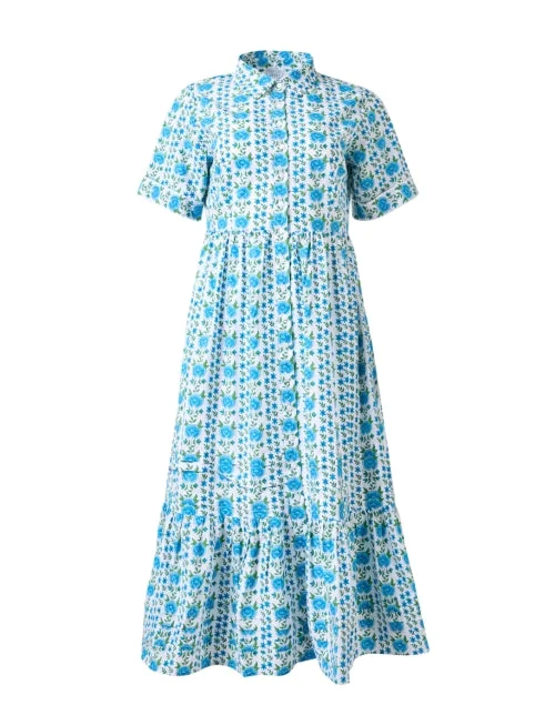 Maddy Blue Rose Print Dress