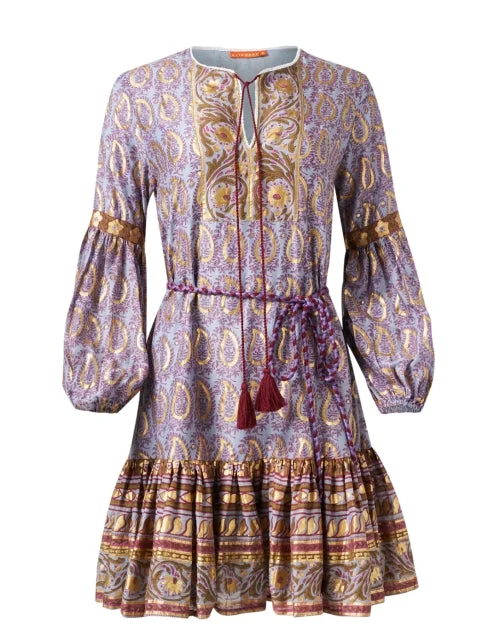 Multi Paisley Printed Cotton Silk Dress