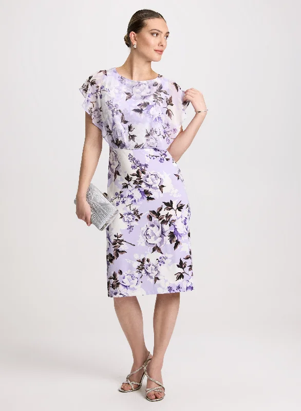 Ruffled Floral Midi Dress