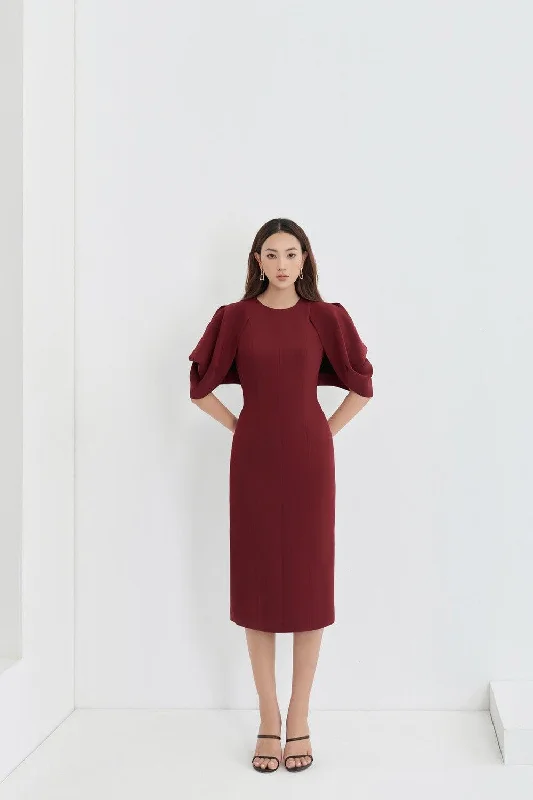 Shirina Cape Shoulders Dress