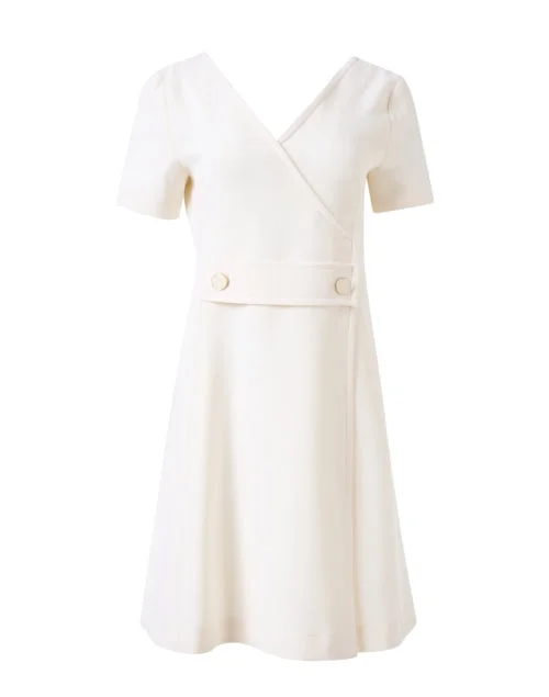 Tabitha Cream Wool Crepe Dress