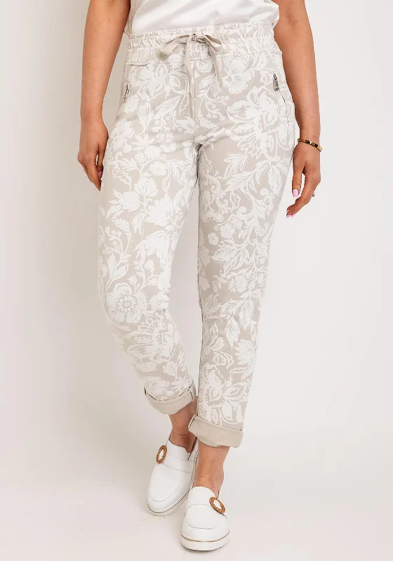 D.E.C.K By Decollage Floral Print Trousers, Beige