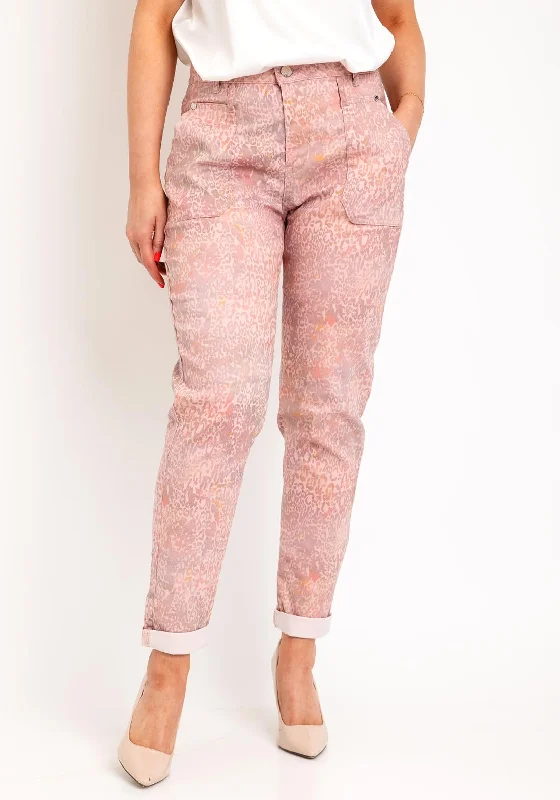 Eva Kayan Leopard Mom Fit Trousers, Pink