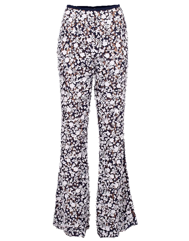 Floral Embroidered Flare Pant