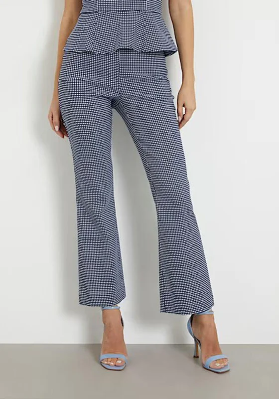 Guess Gingham Check Print Trouser, Blue Multi