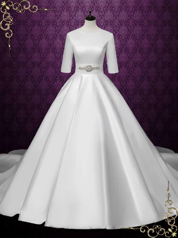 Modest Satin Wedding Dress with Sleeves ANYA