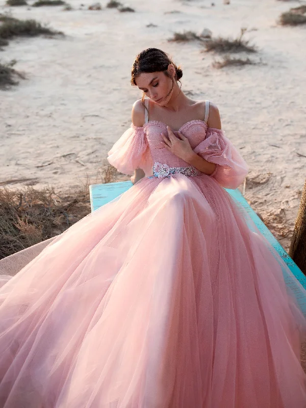 Off-Shoulder Sweetheart Powder Gown