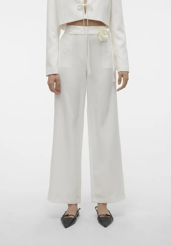 Vero Moda Florentina Straight Leg Trousers, Snow White