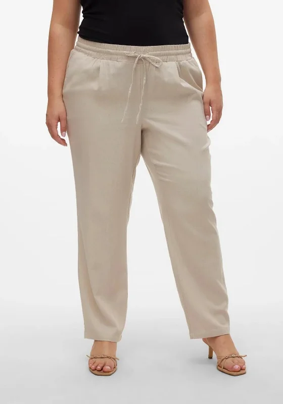 Vero Moda Milo Curve Linen Trousers, Silver Lining