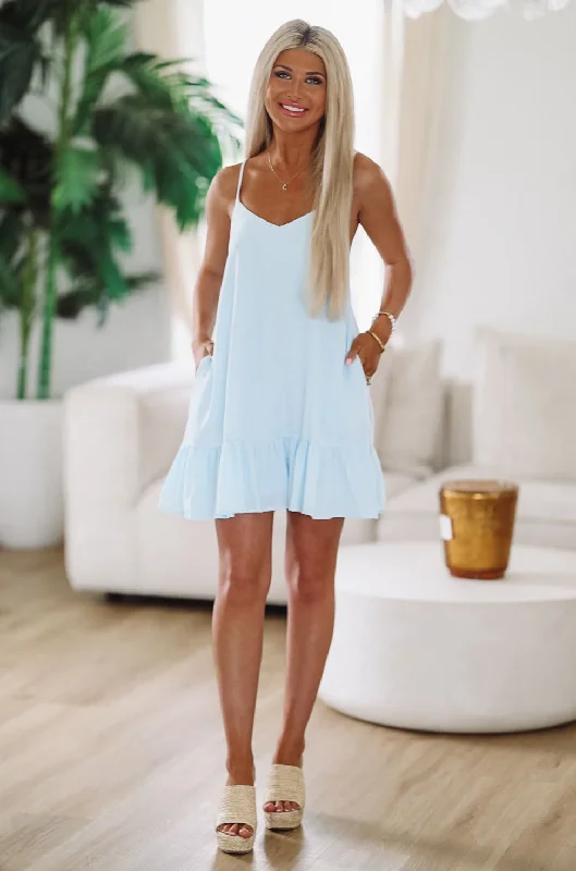 Simply Perfect Mini Dress - Light Blue