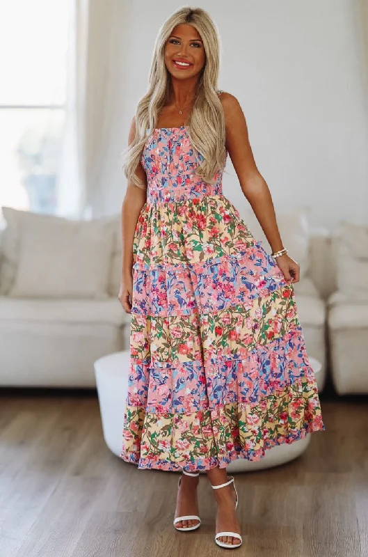 Spring Into Summer Maxi Dress - Pink and Yellow