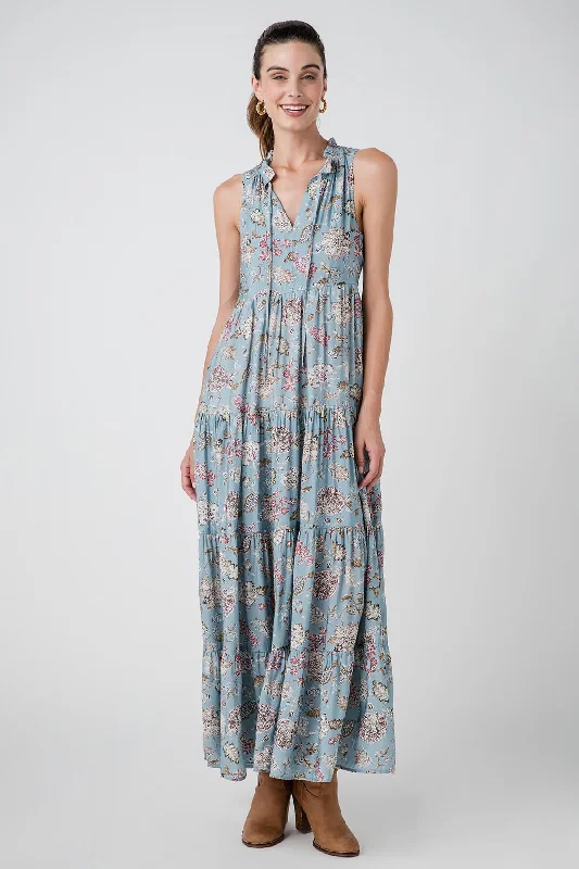 Pinch Sleeveless Tiered Maxi Dress