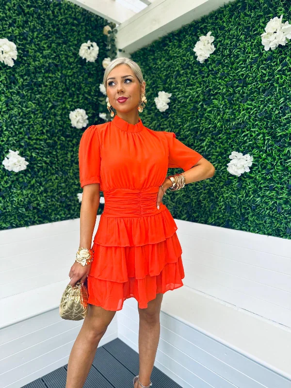 Una Layered Mini Dress Orange