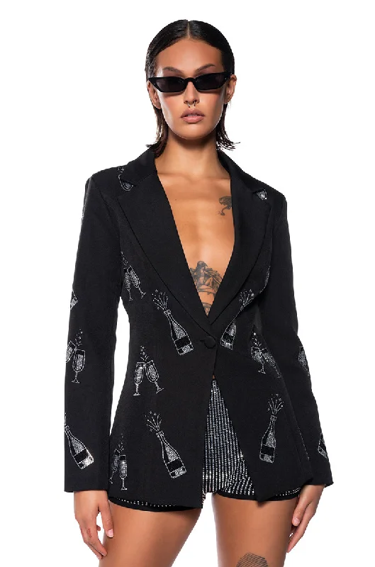 MIDNIGHT TOAST EMBELLISHED BLAZER