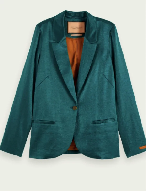 Single Breasted Blazer In Emerald Green