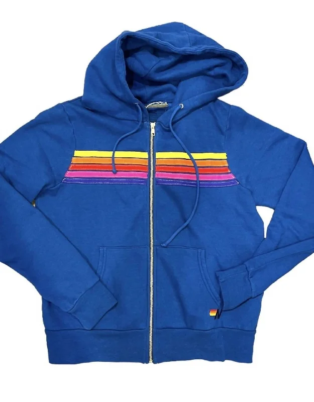 5 Stripe Stitch Hoodie In Royal/yellow Purple