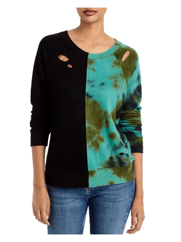 Belize Womens Tie-Dye Distressed Sweatshirt, Crew