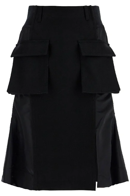 hybrid nylon and wool skirt 24 07332 BLACK