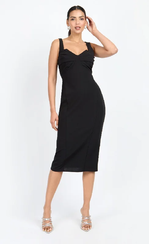 Black Knot Front Midi Dress by Chloe Lewis