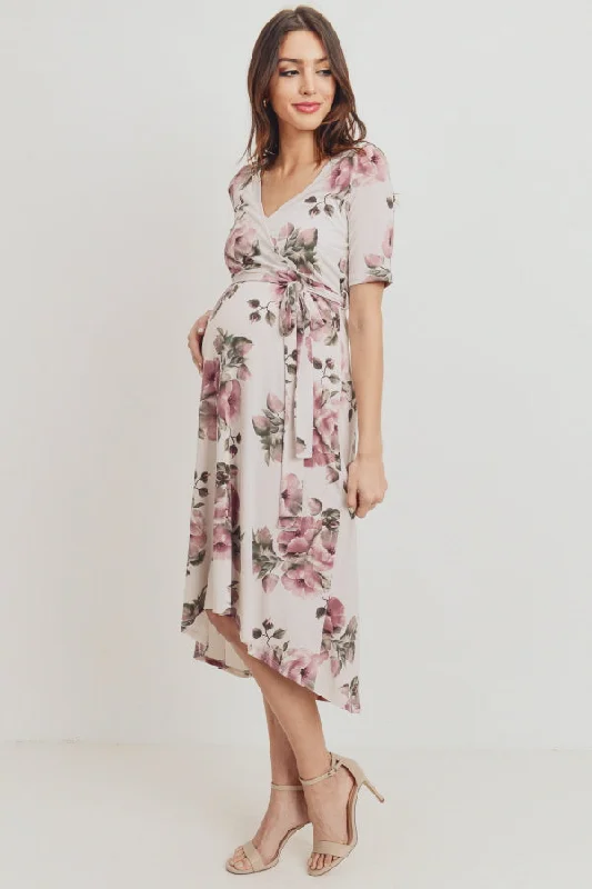 Floral High-Low Maternity/Nursing Dress