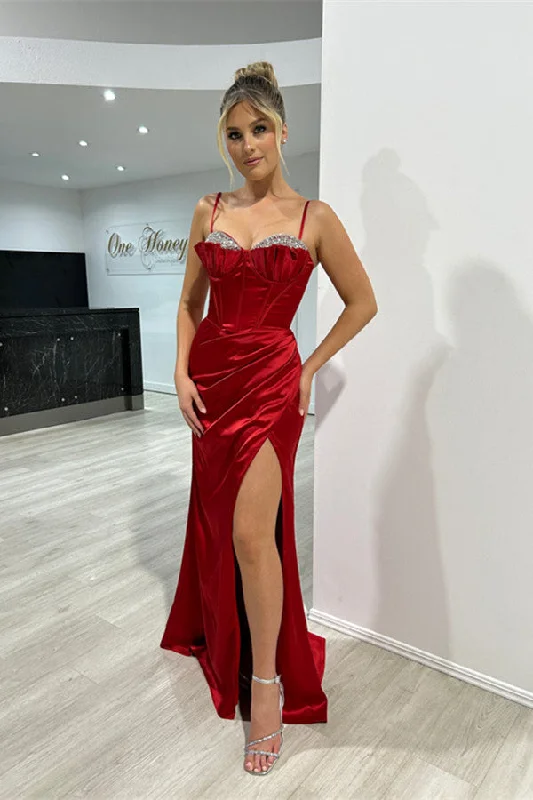 High Side Slit Girl Prom Dresses, Mermaid Newest Long Prom Dresses, Wedding Party Dresses