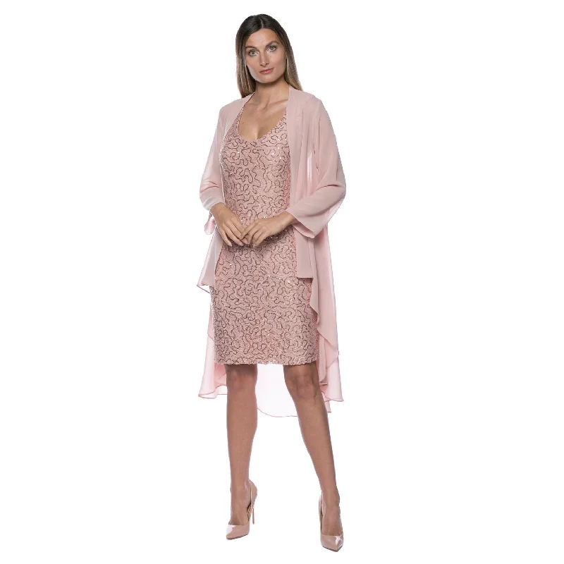 Marina  Short Chiffon Jacket Sequin Dress