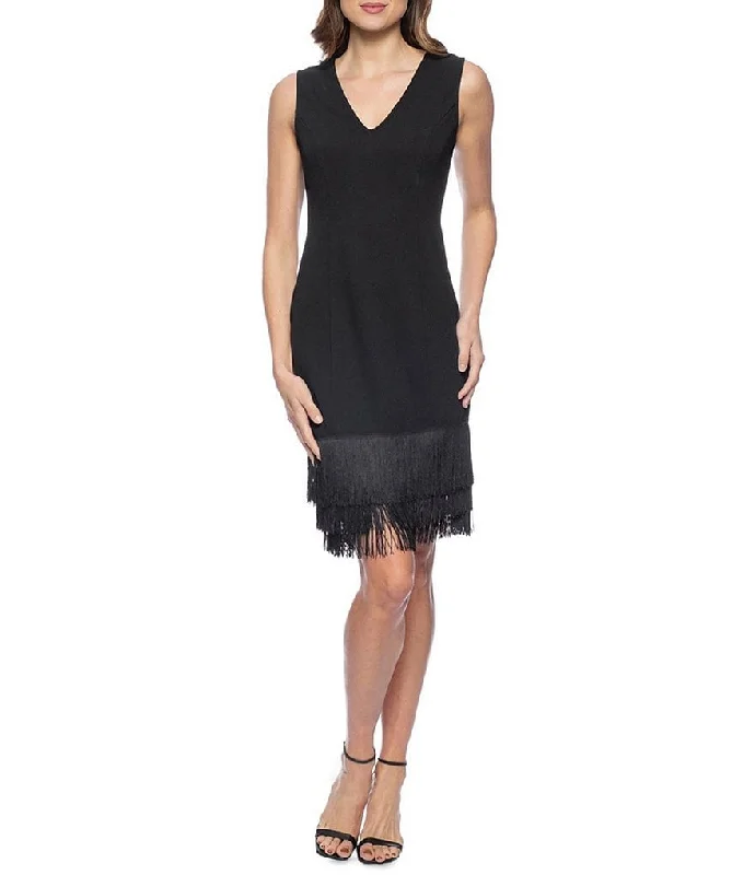 Marina  Short Fringe Trim Sleeveless Dress