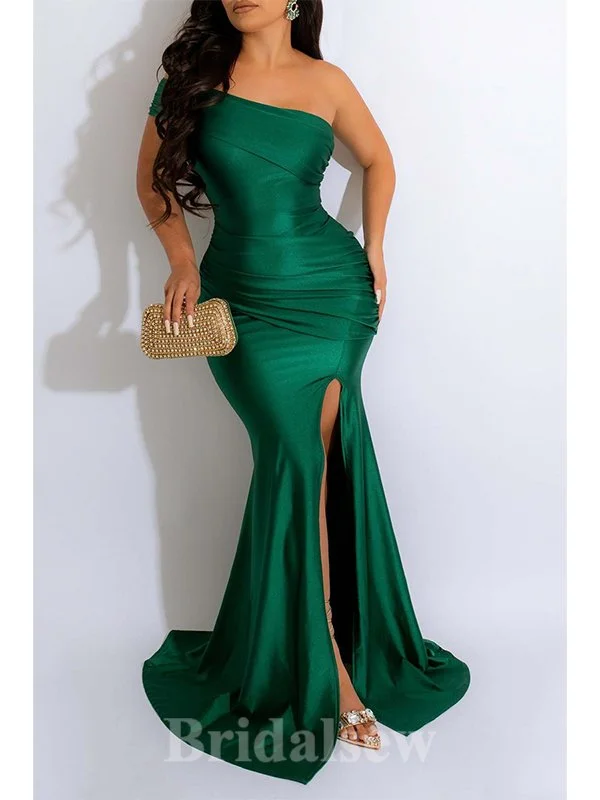 Mermaid Green Modest Evening Long Prom Dresses, Simple Elegant Bridesmaid Dresses PD1374