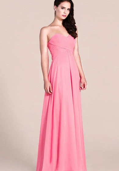 Simple Style Sweetheart Strapless Long Chiffon Bridesmaid Dress