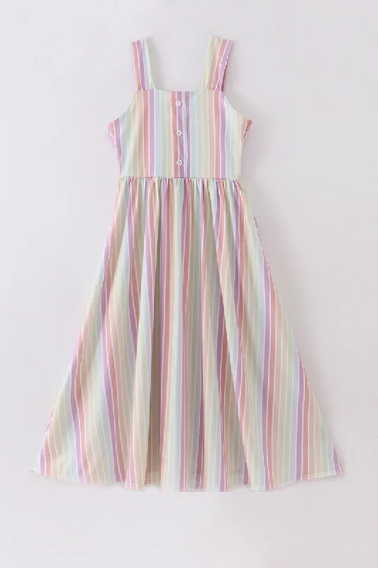 Multicolored stripe women dress