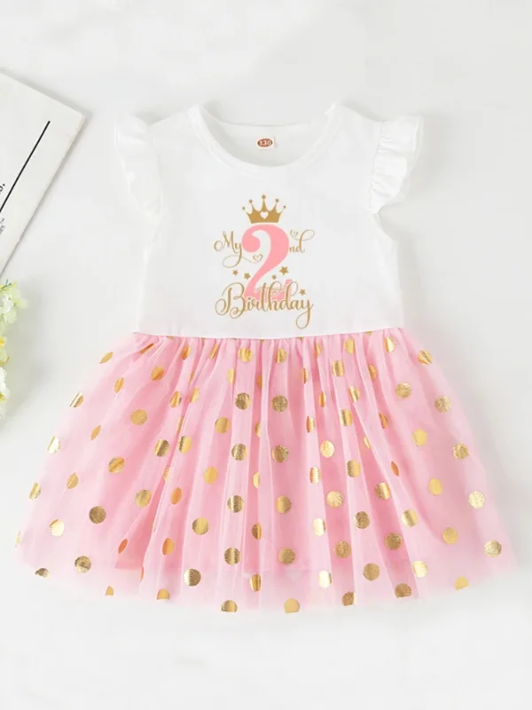 Princess 2 Year Old Birthday Tutu Dress with Golden Accents