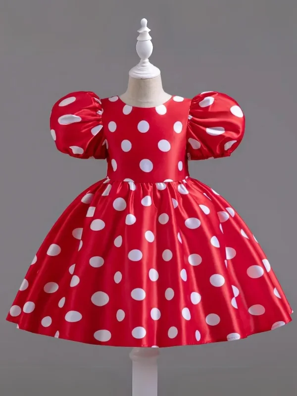 When Magic Happens Polka Dot Puff Sleeve Dress Set