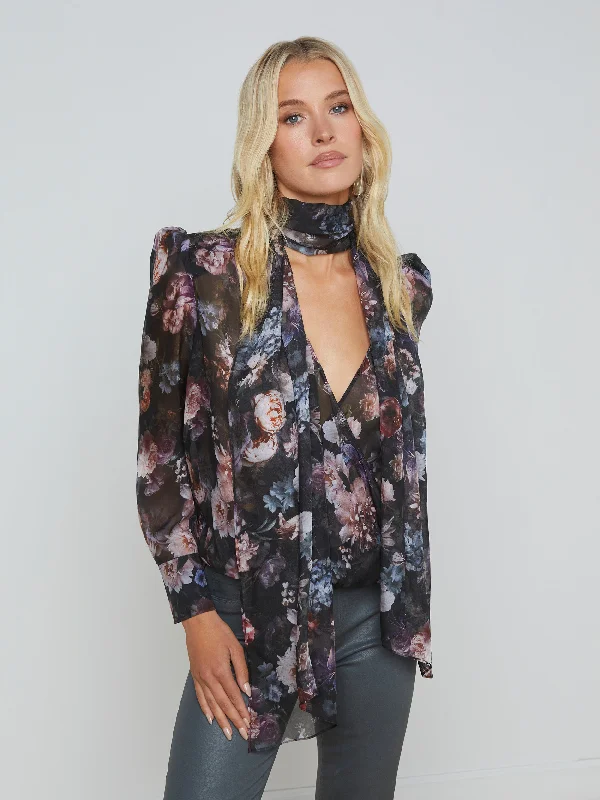 Cambria Silk Tie-Neck Blouse