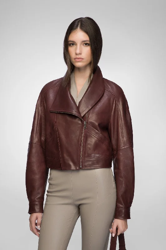 Lavinia - Cherry Leather Jacket