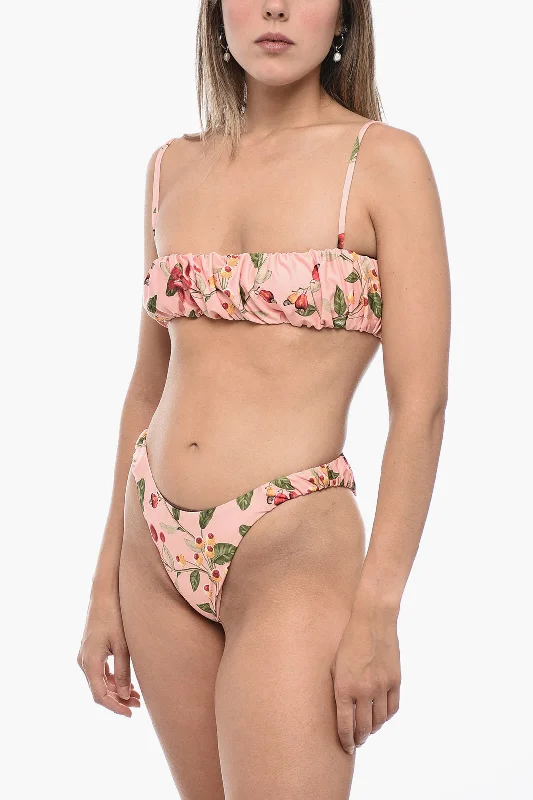 Agua By Agua Bendita Gathered Eneldo Frutal Bikini Set With Bandeau Top