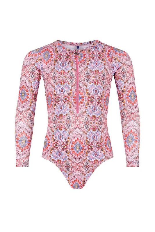 Amalfi Pink Kids Long Sleeve One Piece