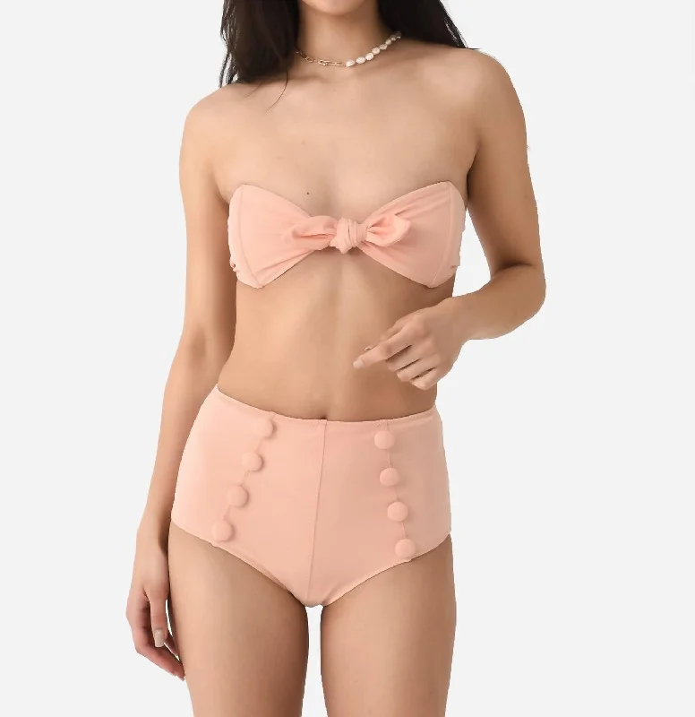 Poppy High Waisted Bikini Set In Coral Crepe