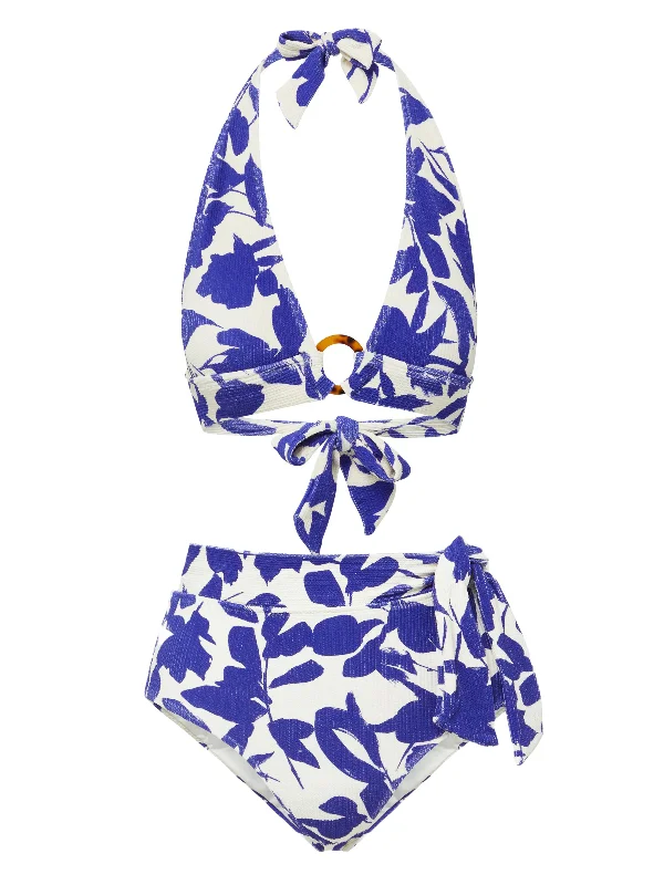 Erin Top + Side Tie High Waist Bottom in Moraea Garden